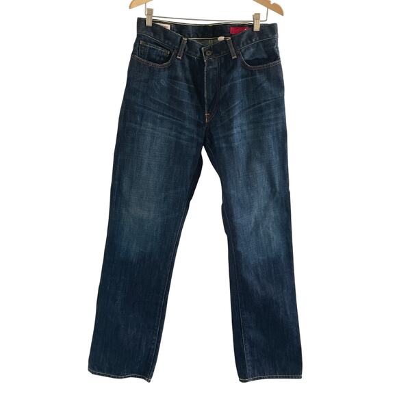 Y2K Express Mens Cotton Straight Leg Dark Wash Jeans Size 34x34 - Picture 1 of 7